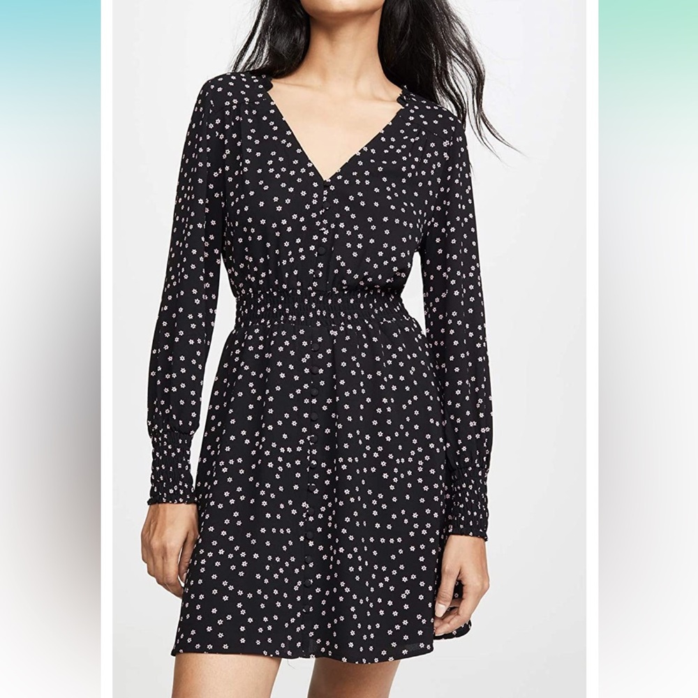 BB Dakota bubble crepe dress - small - black with pink daisy
